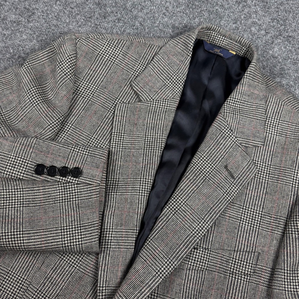 VTG Brooks Brothers 346 Mens 40R 100% Wool Glen Plaid Blazer Sport Coat Gray Red